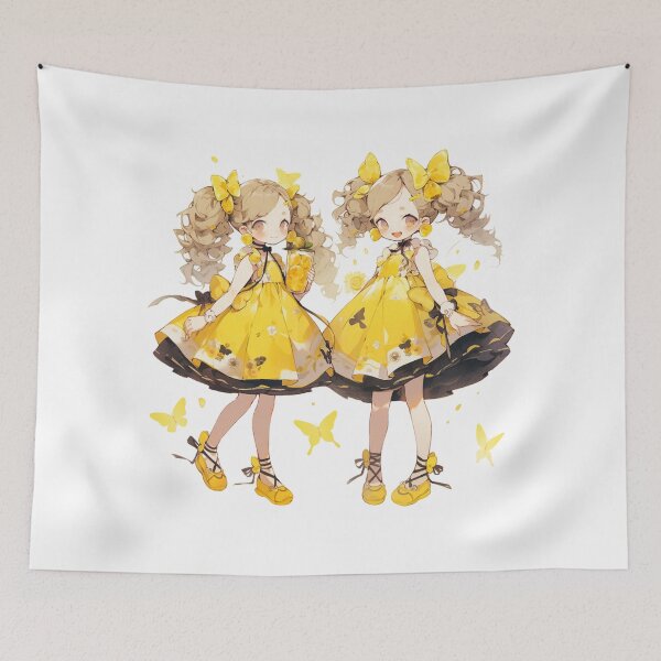 Aperçu de l'œuvre Chibi Anime Jumelles Style Papillon créée et vendue par madkiitten.