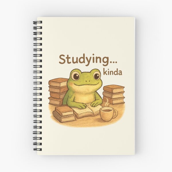 Item preview, Studying… Kinda | Cute Frog Study Meme for Students designed and sold by Snacky Paws.