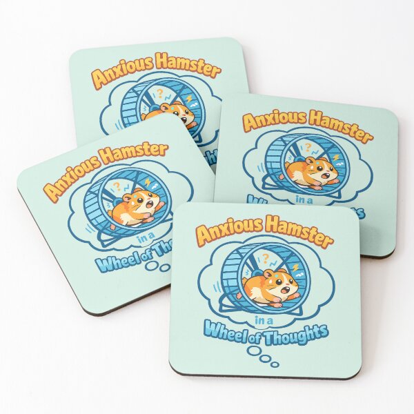 Item preview, Anxious Hamster Overthinking | Wheel of Thoughts Funny Anxiety Cartoon designed and sold by PopCulturePixel.