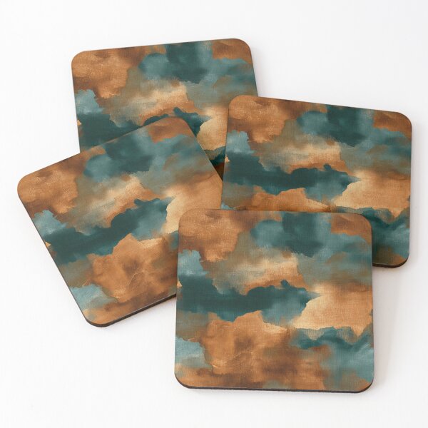 Item preview, Burnt Orange and Teal Abstract Painterly Seamless Pattern designed and sold by Moisky Patterns.