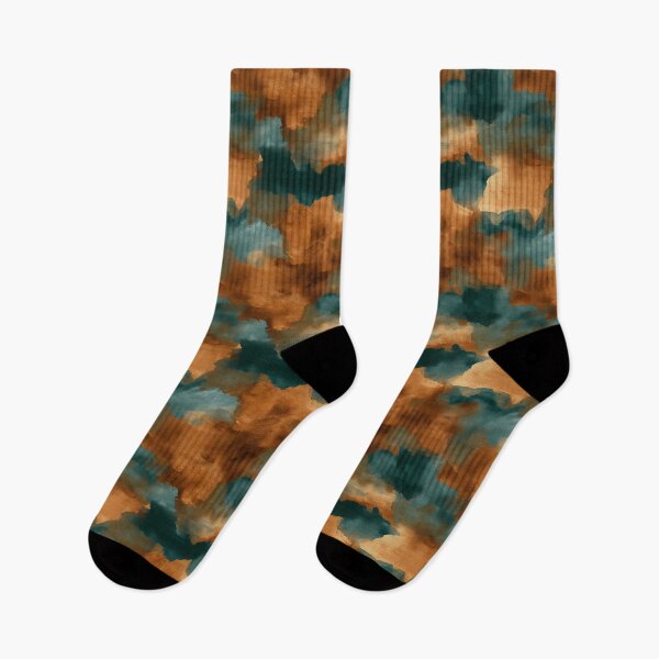 Item preview, Burnt Orange and Teal Abstract Painterly Seamless Pattern designed and sold by Moisky Patterns.