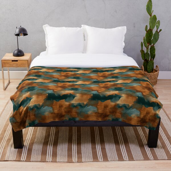 Item preview, Burnt Orange and Teal Abstract Painterly Seamless Pattern designed and sold by Moisky Patterns.
