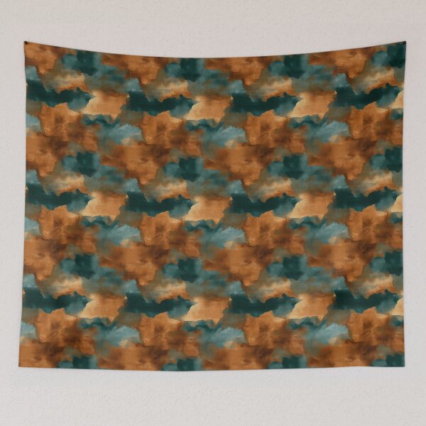 Item preview, Burnt Orange and Teal Abstract Painterly Seamless Pattern designed and sold by Moisky Patterns.