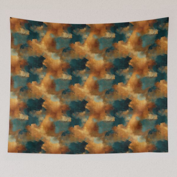 Item preview, Burnt Orange Atmospheric Abstract Texture with Teal designed and sold by Moisky Patterns.