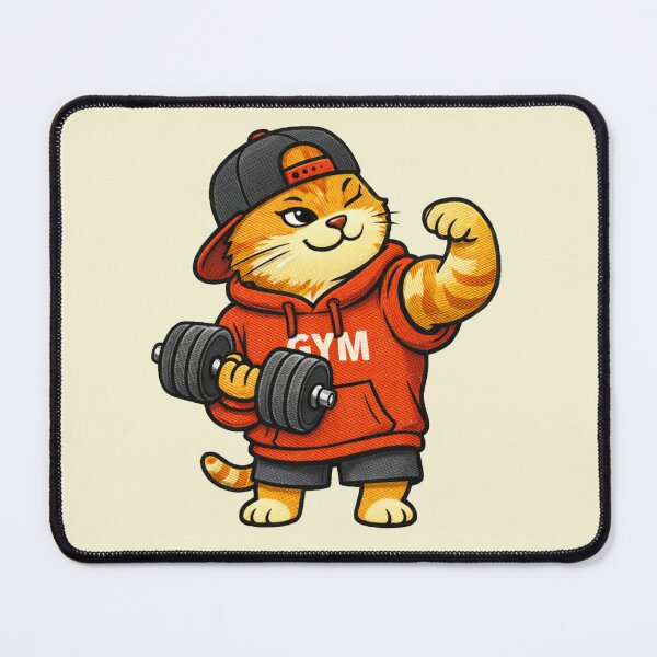 Item preview, Gym Lover Cat – Funny Fitness Cat Mascot Lifting Dumbbell Streetwear Cartoon designed and sold by ColorSplash123.