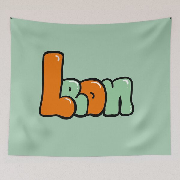 Item preview, Leon name in Aqua orange and sage green graffiti calligraphy Top 10 unique personalized gifts for boys and men named Leon designed and sold by Artonmytee.