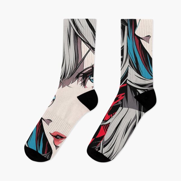 Item preview, Cyber Anime Girl Portrait – Neon Red Blue Manga Style Warrior designed and sold by Dyan4.