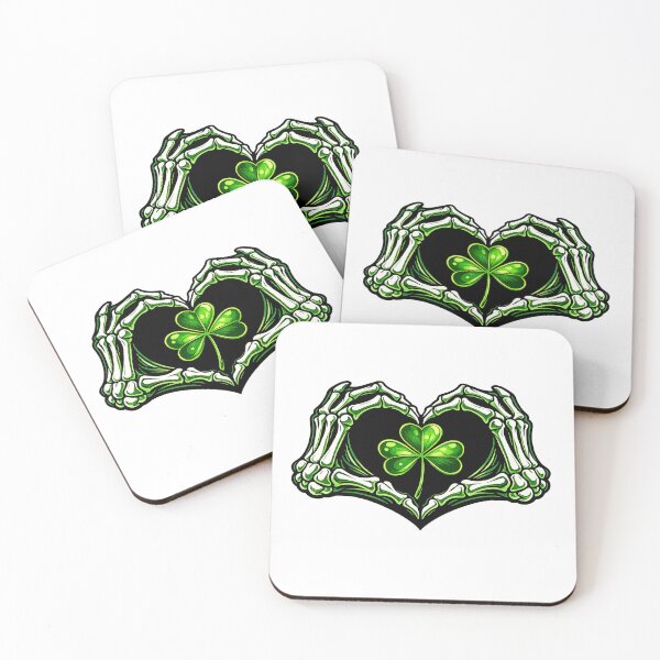 Item preview, Lucky Clover Skeleton Heart Gothic Illustration designed and sold by MujernDesignArt.