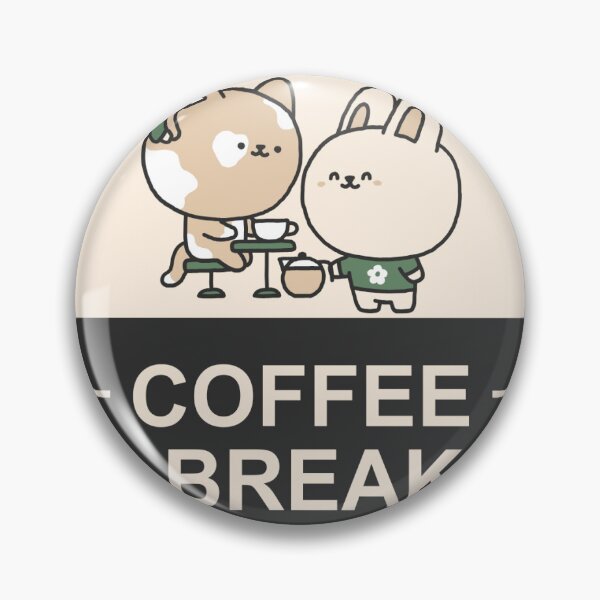 Item preview, ​Kawaii Cat and Bunny Coffee Break Sticker - Cute Animal Cafe Badge designed and sold by lalit0767.