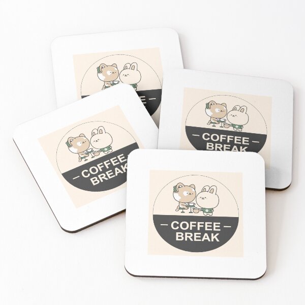 Item preview, ​Kawaii Cat and Bunny Coffee Break Sticker - Cute Animal Cafe Badge designed and sold by lalit0767.