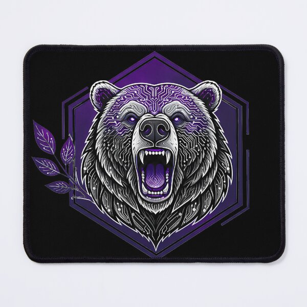Item preview, Cyber Bear Tech Art - Futuristic Neon Circuit Grizzly Illustration designed and sold by AbulailArt.