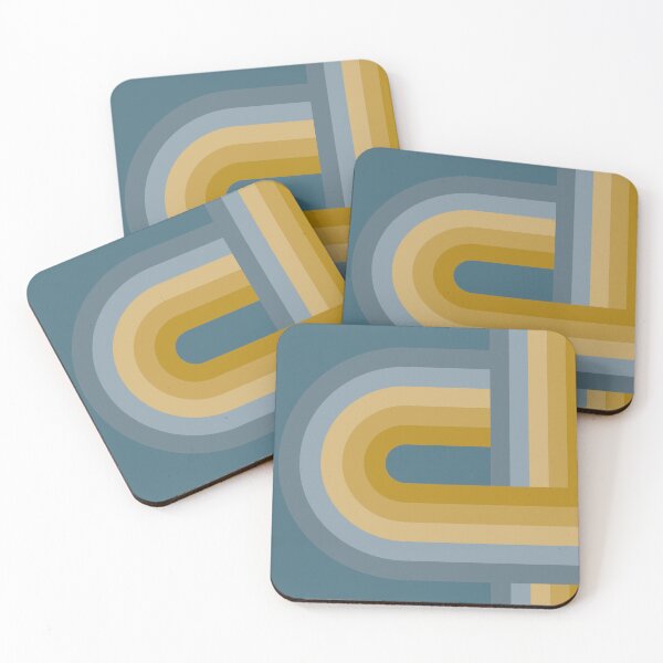 Item preview, Rainbow Retro Arch - Mustard Gold Green and Dusty Blue designed and sold by JMgraphic.
