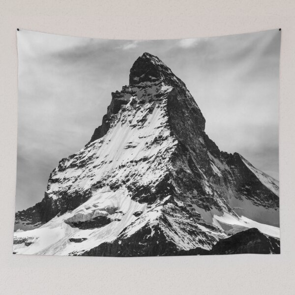 Item preview, Winter summit of the Matterhorn, Zermatt, Switzerland vintage black and white photograph poster art print designed and sold by Astrid Arkhangelsky.