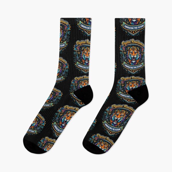Item preview, Digital Resilience – Embracing the Future Tech Tiger Emblem designed and sold by Dogandesighn.