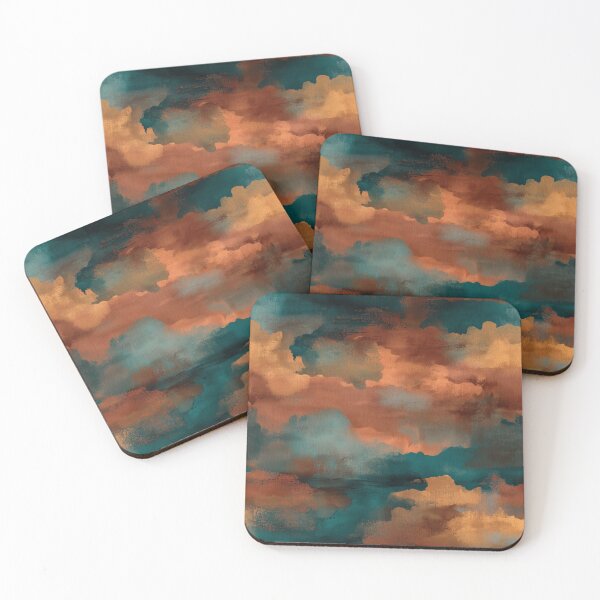 Item preview, Burnt Orange and Teal Painterly Abstract Artwork designed and sold by Moisky Patterns.
