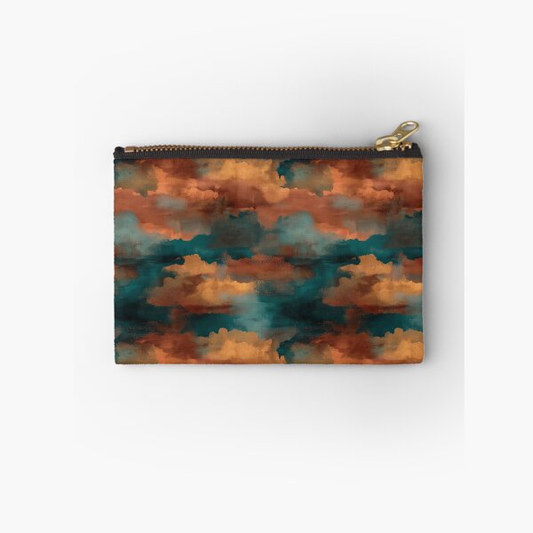Item preview, Burnt Orange and Teal Painterly Abstract Artwork designed and sold by Moisky Patterns.