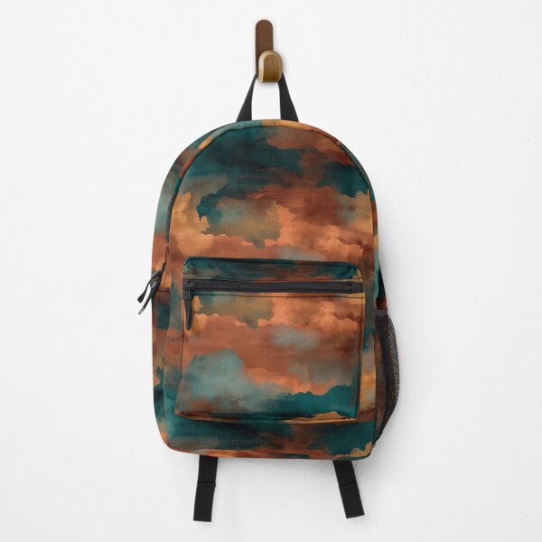 Item preview, Burnt Orange and Teal Painterly Abstract Artwork designed and sold by Moisky Patterns.