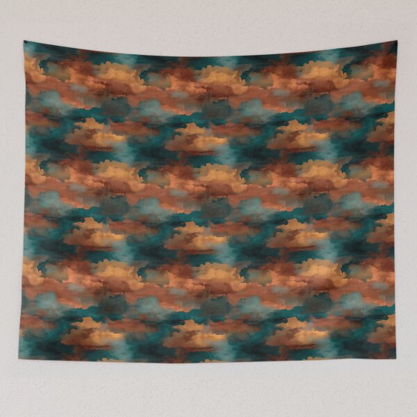 Item preview, Burnt Orange and Teal Painterly Abstract Artwork designed and sold by Moisky Patterns.