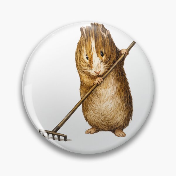 Item preview, Guinea Pig Vintage Storybook Illustration with Garden Rake for Animal Art Lovers designed and sold by RickE.