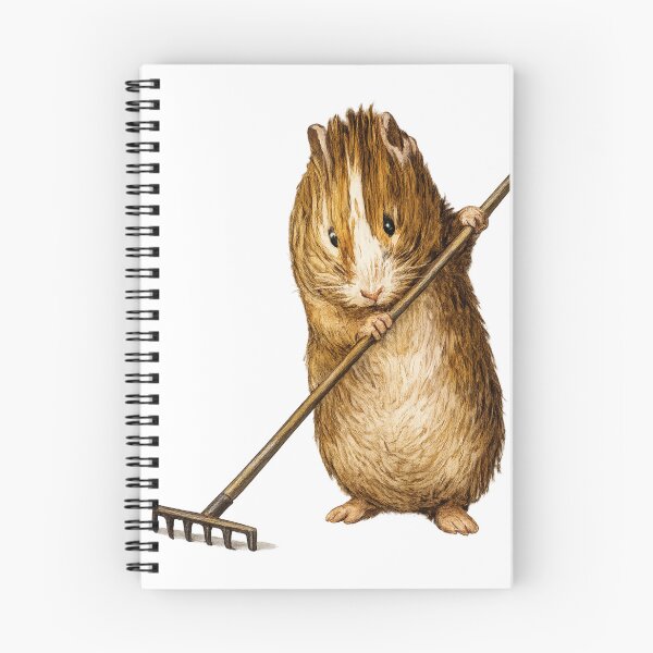 Item preview, Guinea Pig Vintage Storybook Illustration with Garden Rake for Animal Art Lovers designed and sold by RickE.