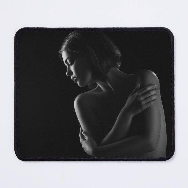 Item preview, Beautiful figurative female art painting semi-nude model portrait black and white photograph poster art print designed and sold by Astrid Arkhangelsky.