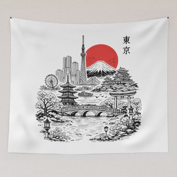 Item preview, Tokyo in Bloom Sakura Skyline Art designed and sold by Blok45.