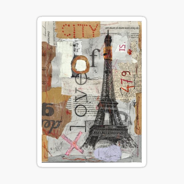 Paris Eiffel Tower Vintage Collage Wall Art Aesthetic Sticker