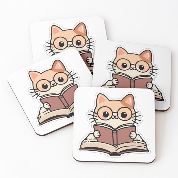 Item preview, Bookworm Cat Reading Kawaii Sticker Book Lover Gift designed and sold by PrintMadog.