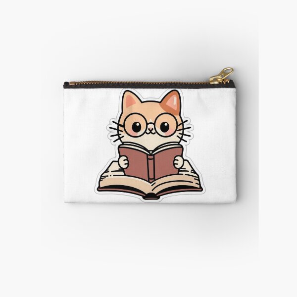 Item preview, Bookworm Cat Reading Kawaii Sticker Book Lover Gift designed and sold by PrintMadog.
