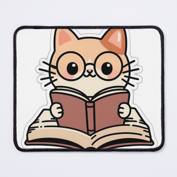 Item preview, Bookworm Cat Reading Kawaii Sticker Book Lover Gift designed and sold by PrintMadog.