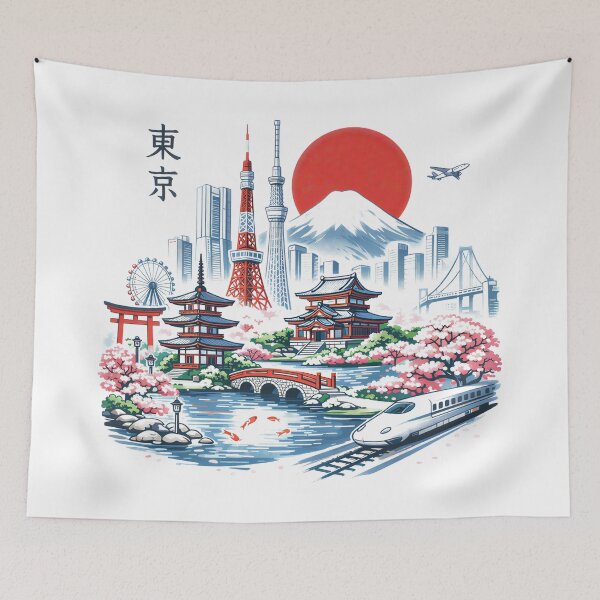 Item preview, Tokyo in Bloom Sakura Skyline Art designed and sold by Blok45.