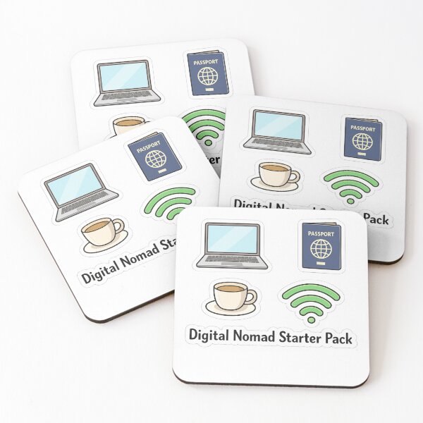 Item preview, Digital Nomad Starter Pack Sticker – Laptop Passport Coffee WiFi Remote Work Humor designed and sold by ZYNORAworld.
