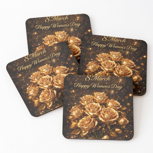 Item preview, Golden Roses Bouquet: 8 March Happy Women's Day Elegant Card designed and sold by Dreamy Armine Art.