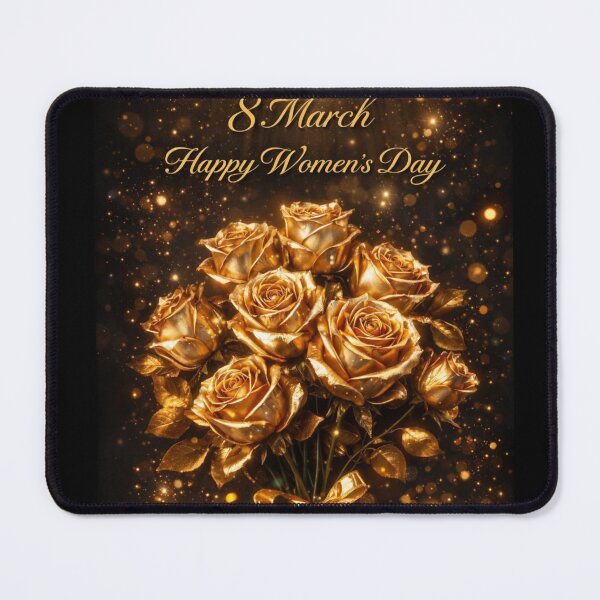 Item preview, Golden Roses Bouquet: 8 March Happy Women's Day Elegant Card designed and sold by Dreamy Armine Art.