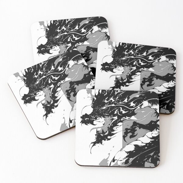 Item preview, Abstract Ink Dragon – Japanese Sumi-e Style Black Dragon Art, Minimalist Mythical Creature Illustration designed and sold by Dyan4.