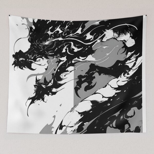 Item preview, Abstract Ink Dragon – Japanese Sumi-e Style Black Dragon Art, Minimalist Mythical Creature Illustration designed and sold by Dyan4.