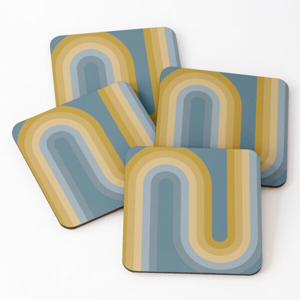 Item preview, Geometric Arches Retro Style - Mustard Gold Green and Dusty Blue designed and sold by JMgraphic.