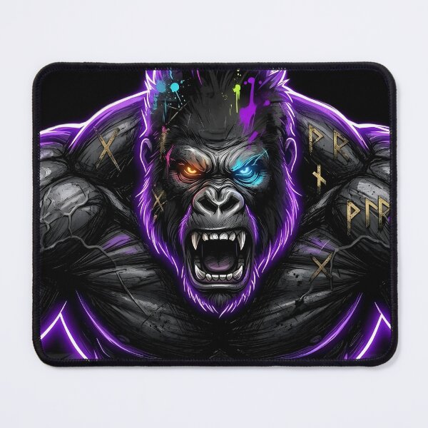 Item preview, Neon Muscle Gorilla - Electric Grunge Gym Beast designed and sold by PawsyVibe.