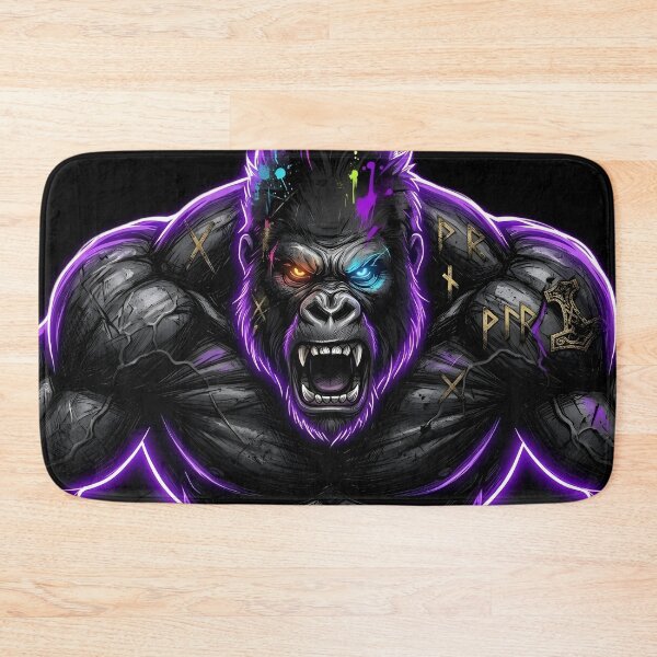 Item preview, Neon Muscle Gorilla - Electric Grunge Gym Beast designed and sold by PawsyVibe.