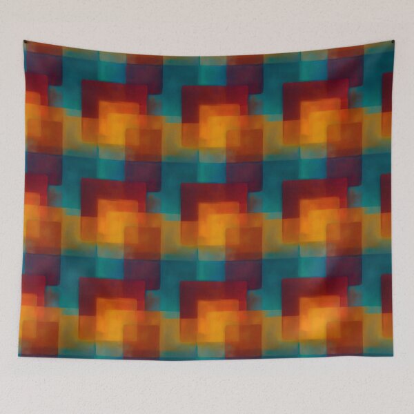 Item preview, Teal and Amber Geometric Color Field Abstract designed and sold by Moisky Patterns.