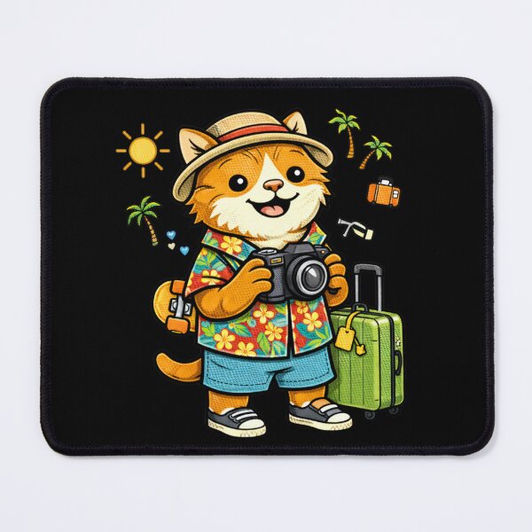 Item preview, Summer Travel Cat – Funny Vacation Tourist Cat Mascot with Camera designed and sold by ColorSplash123.
