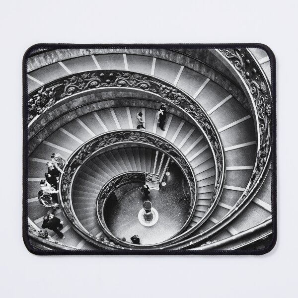Item preview, Spectacular gilded age spiral marble staircase architectural black and white photograph poster art print  designed and sold by Astrid Arkhangelsky.