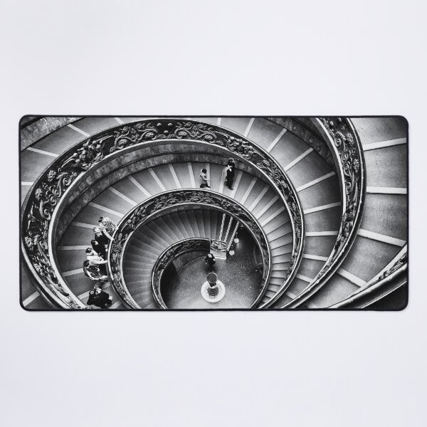 Item preview, Spectacular gilded age spiral marble staircase architectural black and white photograph poster art print  designed and sold by Astrid Arkhangelsky.
