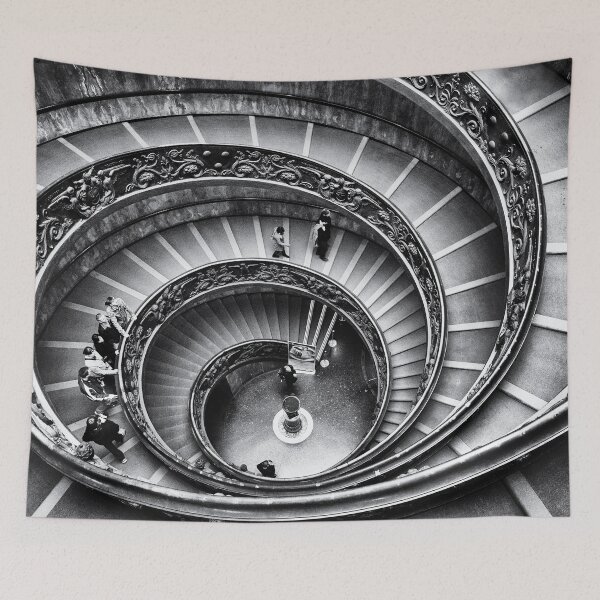 Item preview, Spectacular gilded age spiral marble staircase architectural black and white photograph poster art print  designed and sold by Astrid Arkhangelsky.