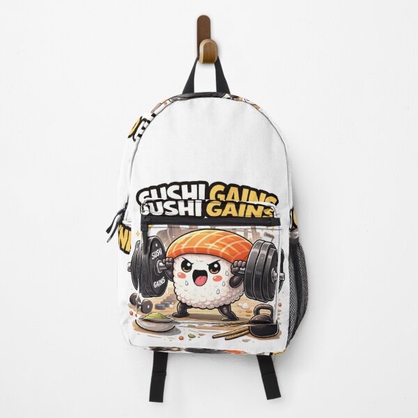 Artikelvorschau, Sushi Gains Funny Gym Sushi Cartoon entworfen und verkauft von MarinaBlackArt.