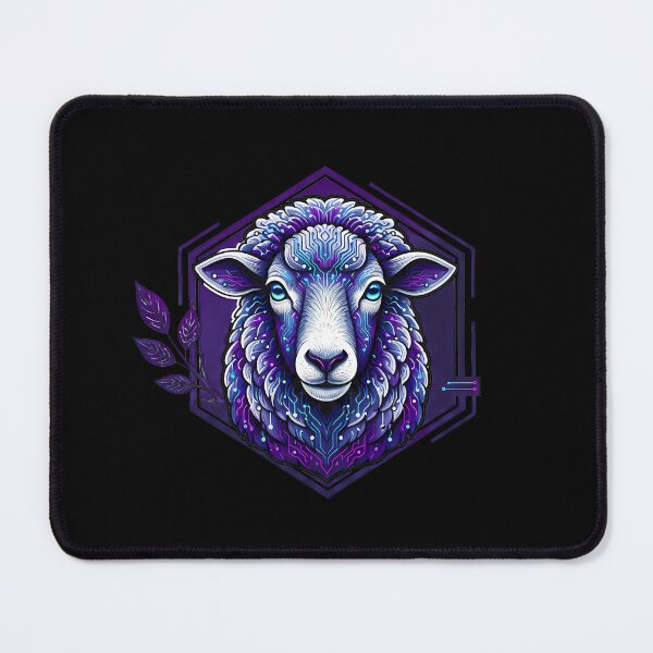 Item preview, Cyber Sheep Tech Art - Futuristic Neon Circuit Farm Wildlife Illustration designed and sold by AbulailArt.