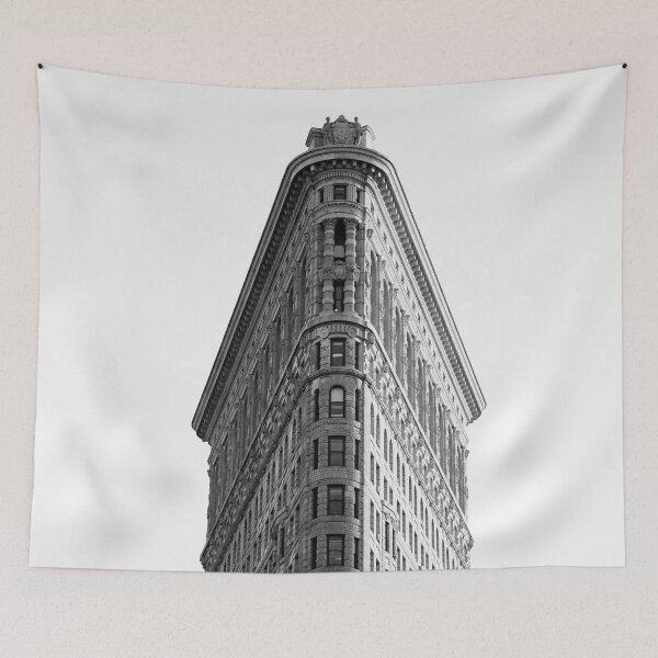 Item preview, Flatiron building New York City skyscraper vintage black and white photograph poster art print designed and sold by Astrid Arkhangelsky.