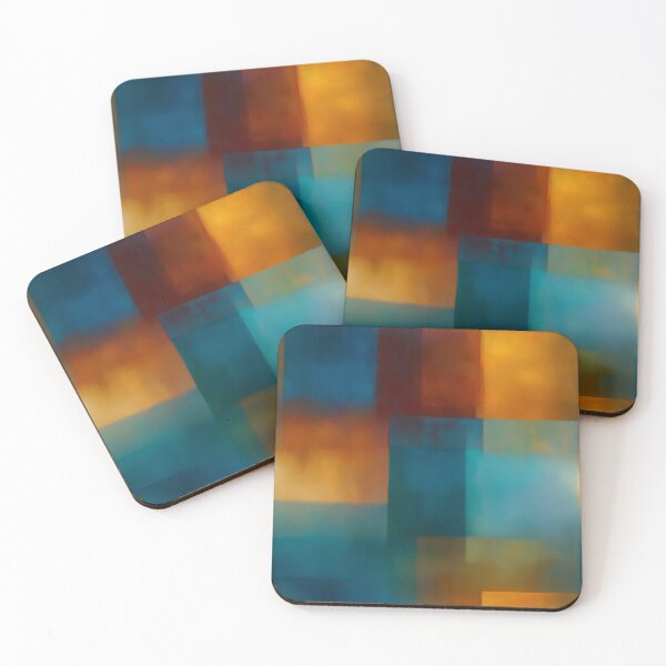 Item preview, Teal Amber Geometric Color Field Abstract Art designed and sold by Moisky Patterns.