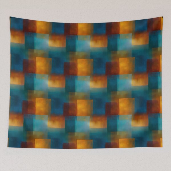 Item preview, Teal Amber Geometric Color Field Abstract Art designed and sold by Moisky Patterns.