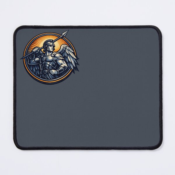 Item preview, Cherub Guardian with Spear – Celestial Warrior Angel Vintage Engraving Emblem designed and sold by SilentPowerArt.